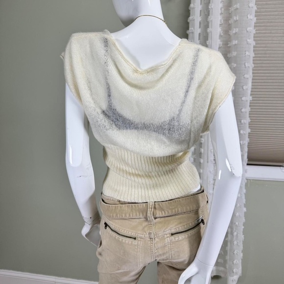 Vintage Old Navy Perfect Fit Knit Sweater Vest – Cream Wool Blend – L - Picture 2 of 5